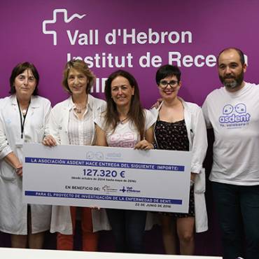 Asdent donates more than 120,000 euros to raise funds for the Dent’s disease at Vall d’Hebron